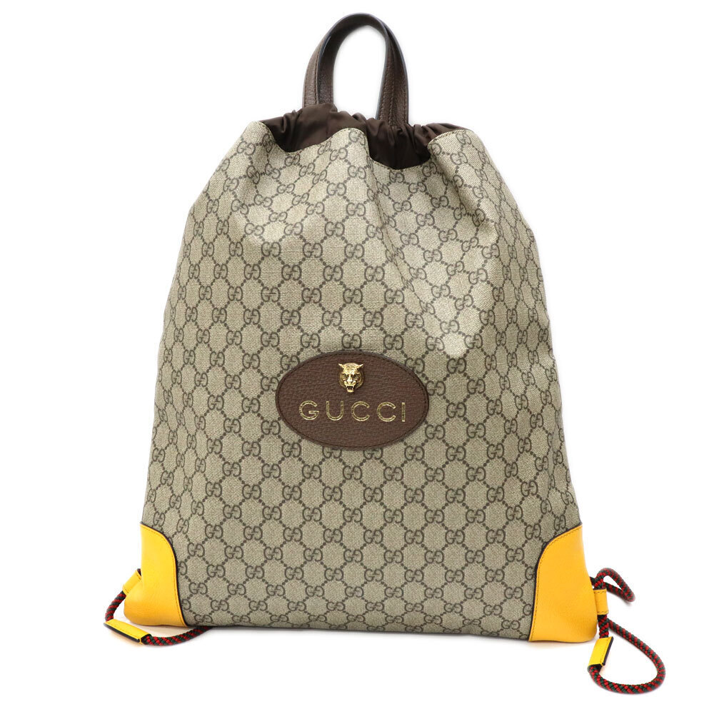 Gucci Drawstring Backpack Knapsack GG Canvas Brown - image 1